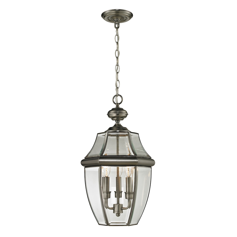 Thomas - Ashford 12'' Wide 3-Light Outdoor Pendant - Antique Nickel